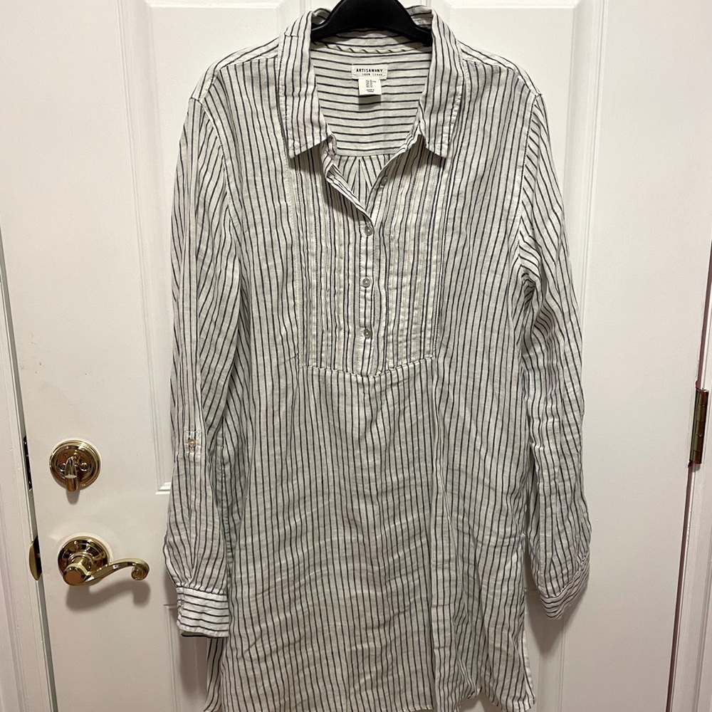 Artisan NY 100” linen Tunic top Sz XL